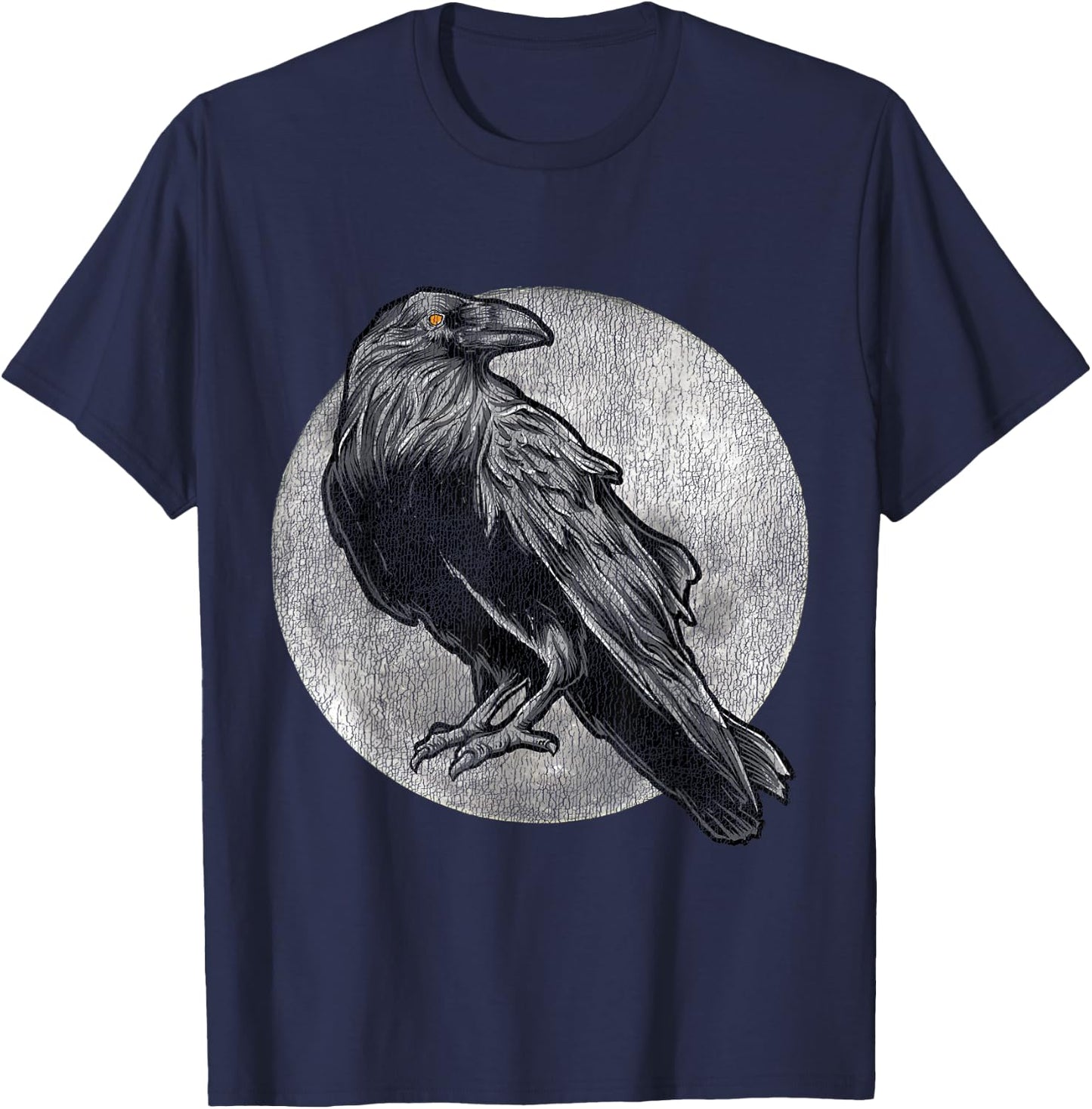 Full Moon Raven Bird Gift Scary Crow T-Shirt - T-Shirt | Navy