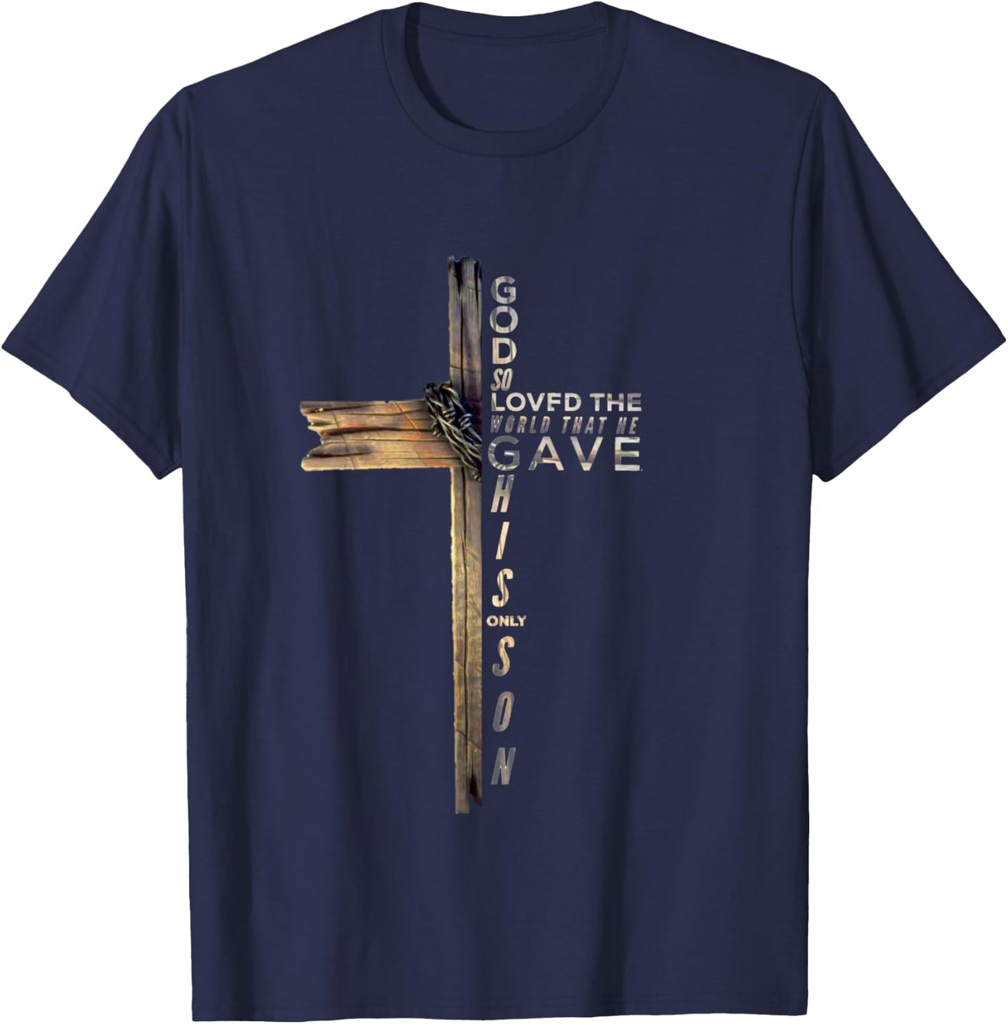 John 3:16 Christian Cross Bible T-Shirt - T-Shirt | Navy
