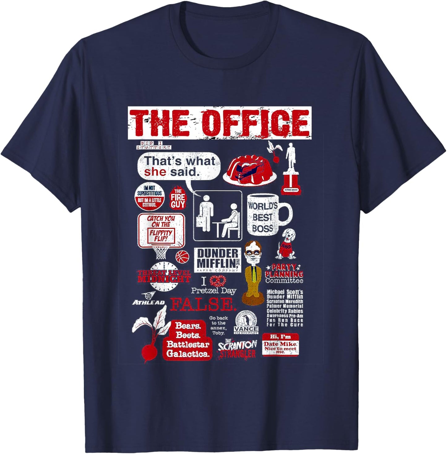 The Office Quote Mash-Up Vintage Funny T-Shirt - T-Shirt | Navy