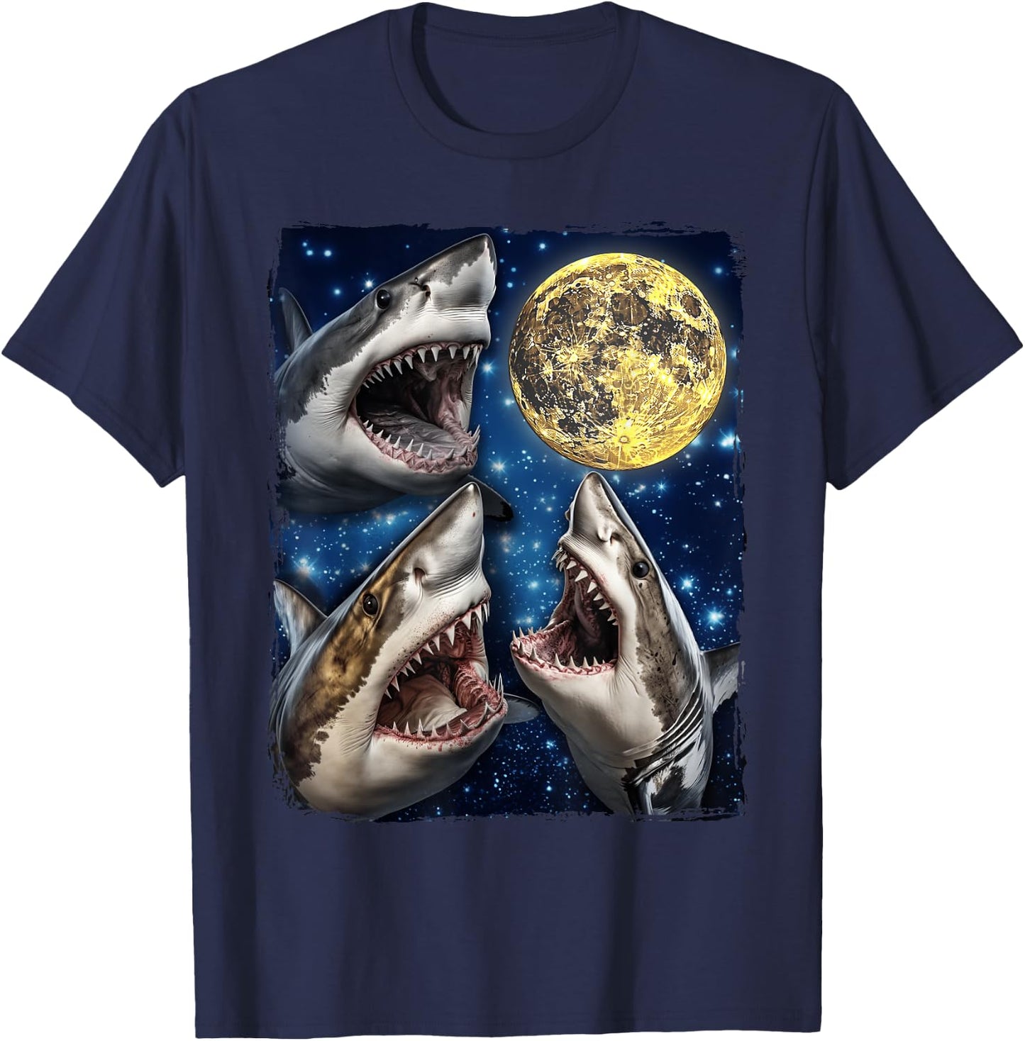 Sharks Howling At The Moon T-Shirt - T-Shirt | Navy