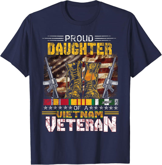 Proud Daughter Of A Vietnam Veteran Shirt | Vietnam War Vet T-Shirt - T-Shirt | Navy