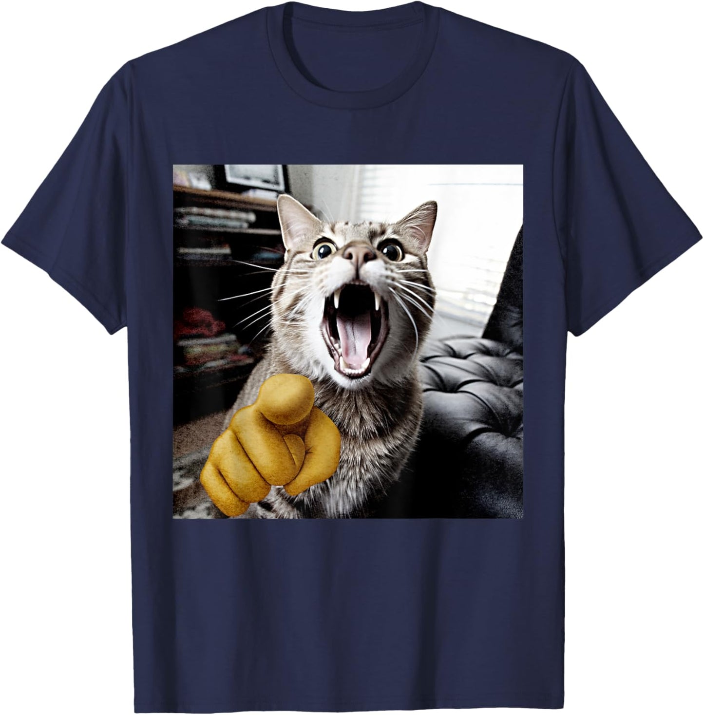 Funny Cat Laughing at You Women Boys Kids Cat Lovers T-Shirt - T-Shirt | Navy