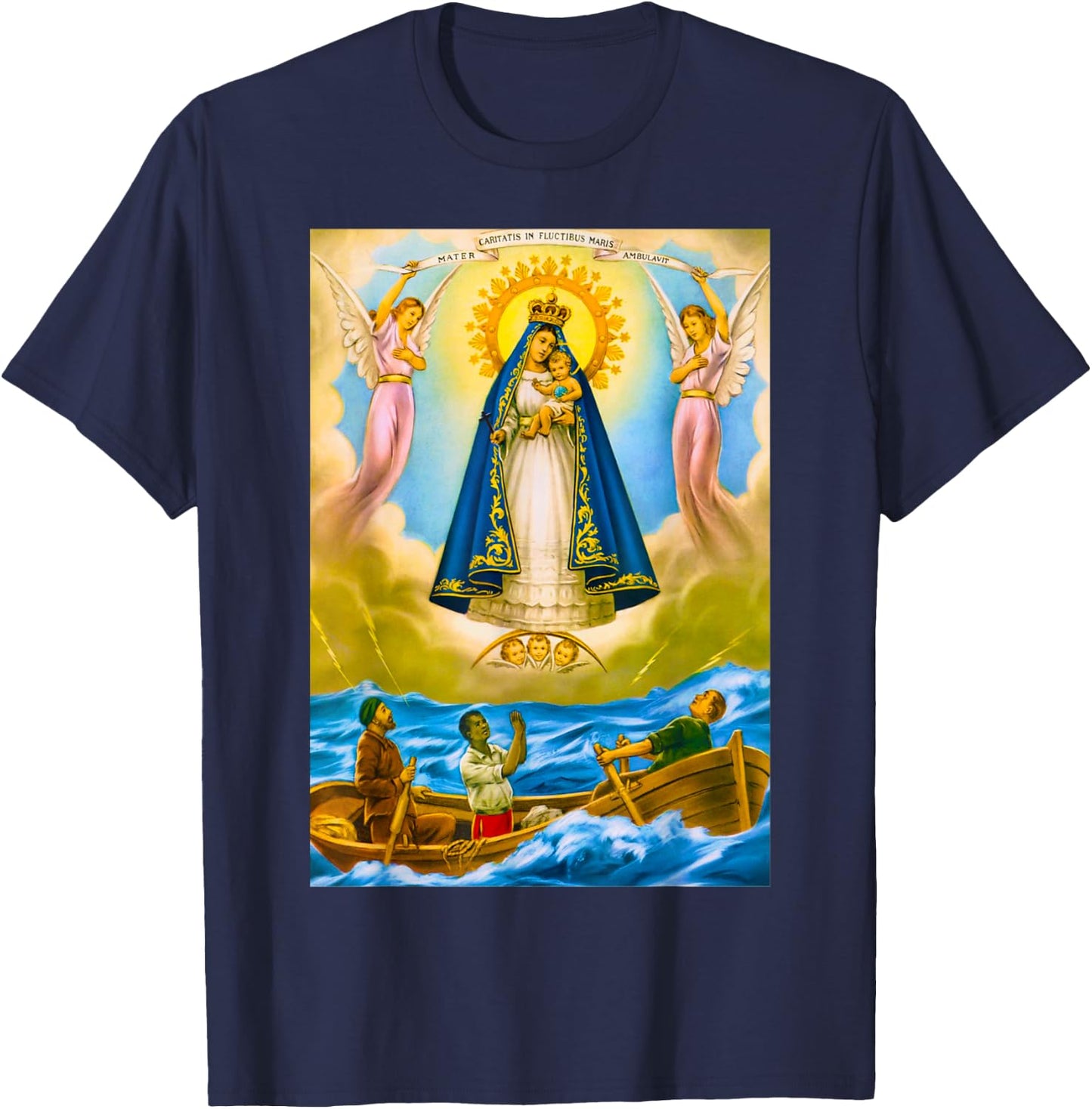 AfroCuban Religious Virgin Caridad del Cobre Cuba Santeria Oshun -Adults Black T-Shirt - T-Shirt | Navy