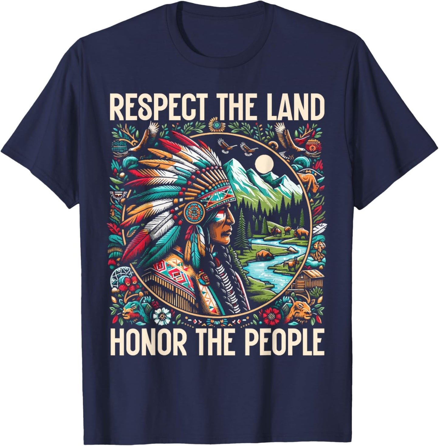 Native American Indian Cherokee Apache Tribe Indigenous T-Shirt - T-Shirt | Navy