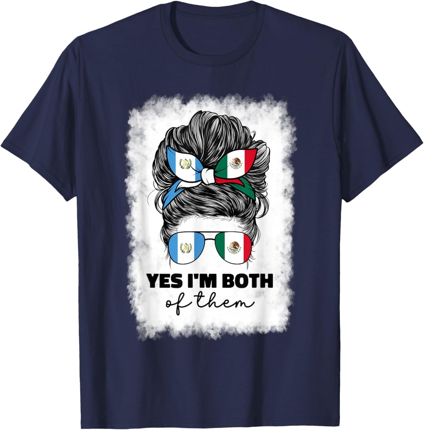 Half Mexican And Guatemalan Mexico Guatemala Flag Girl Women T-Shirt - T-Shirt | Navy