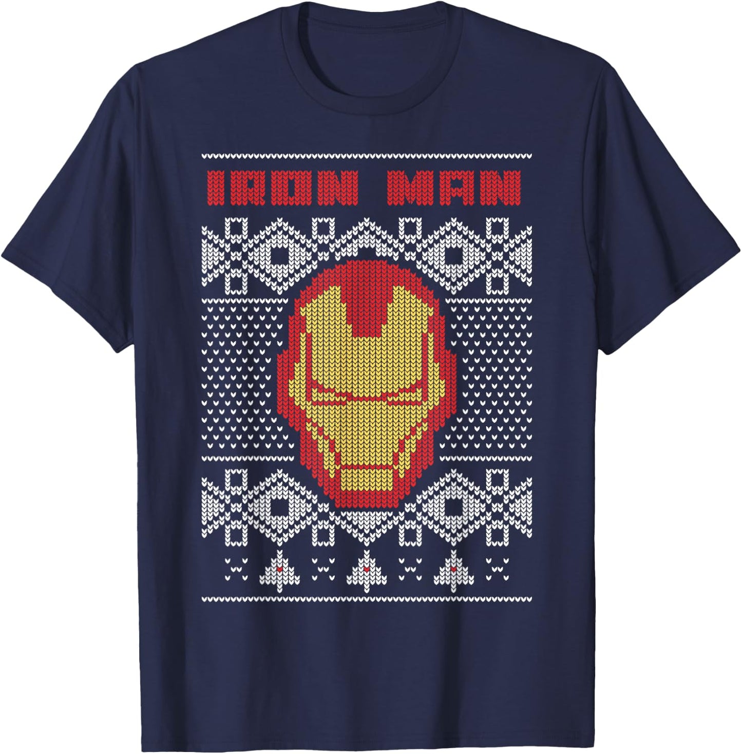 Marvel Christmas Iron Man Ugly Sweater T-Shirt - T-Shirt | Navy