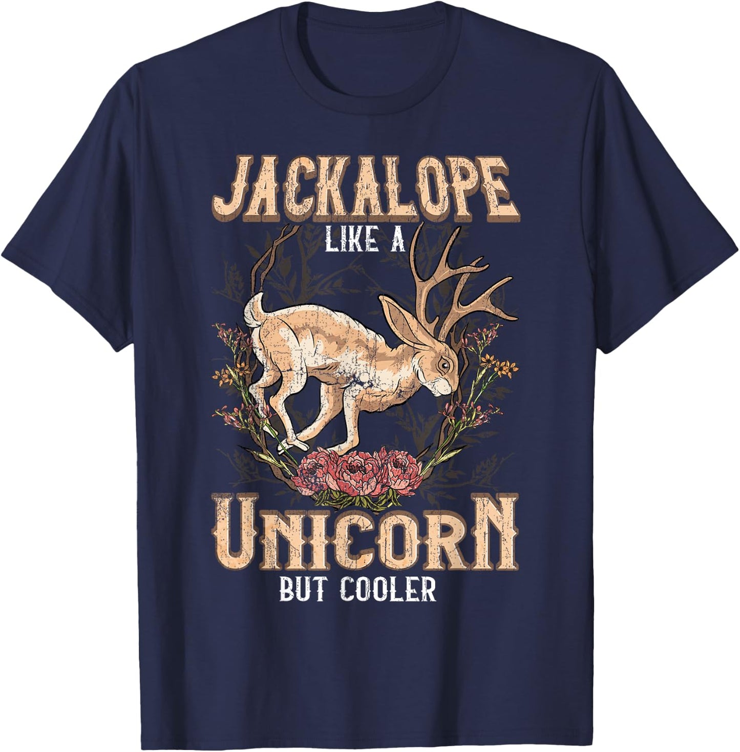 Cryptozoology Vintage Retro Spirit Jackalope Xmas Gift T-Shirt - T-Shirt | Navy