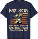 My Son Wears Combat Boots and Dog Tags Proud Dad Men Women Kids T-Shirt - T-Shirt | Navy