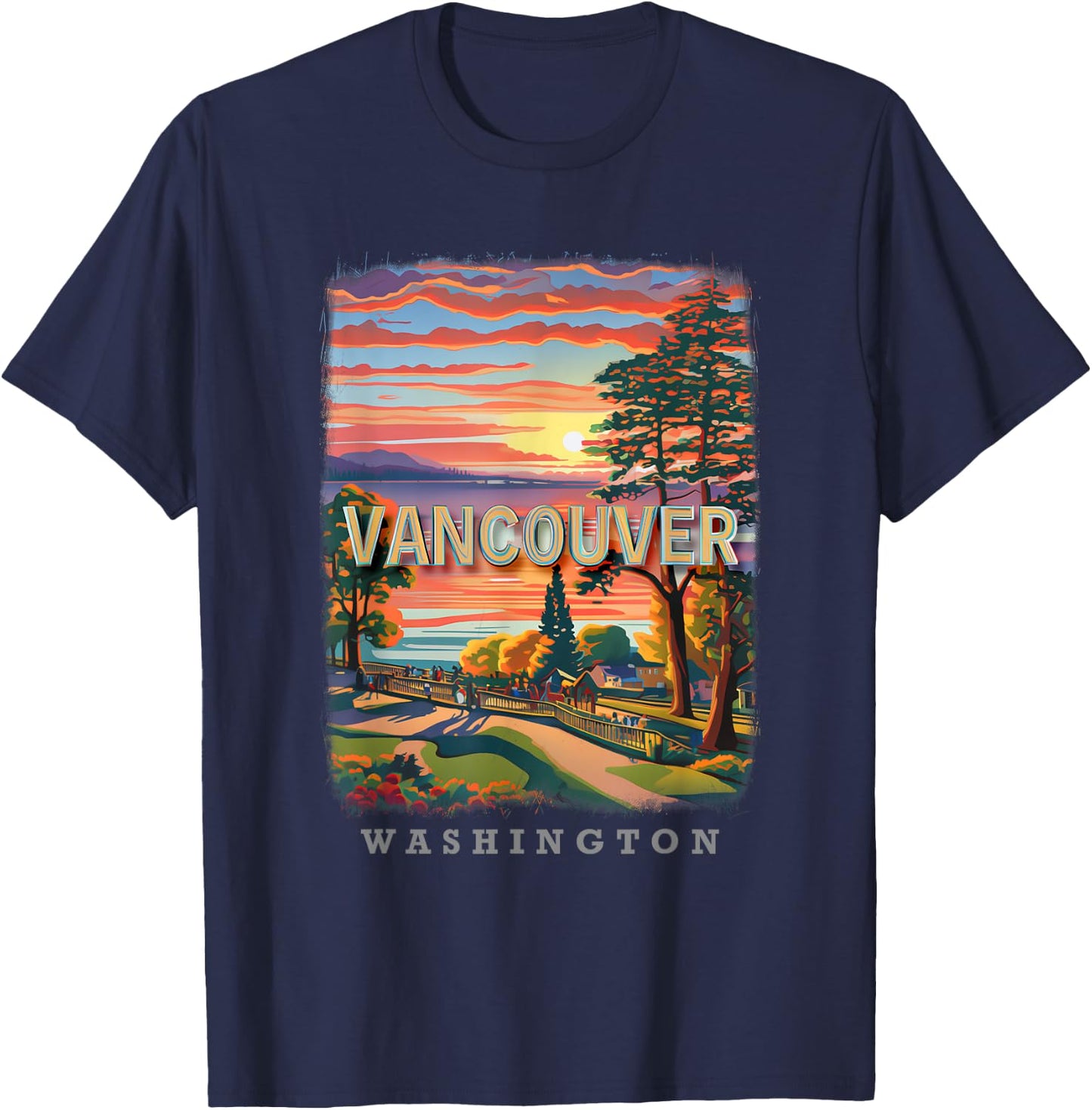Vancouver Washington WA Riverside Bliss SD646 T-Shirt - T-Shirt | Navy