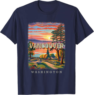 Vancouver Washington WA Riverside Bliss SD646 T-Shirt - T-Shirt | Navy