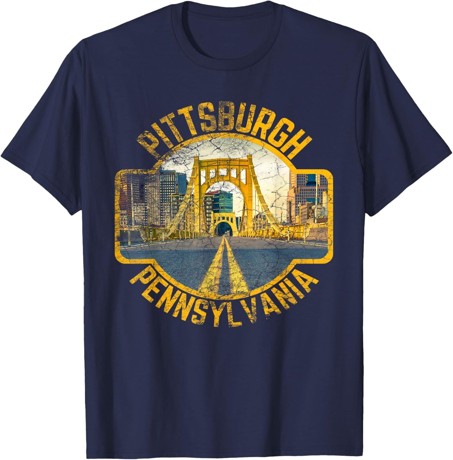 Pittsburgh Pennsylvania Steel City Skyline Photography 412 T-Shirt - T-Shirt | Navy