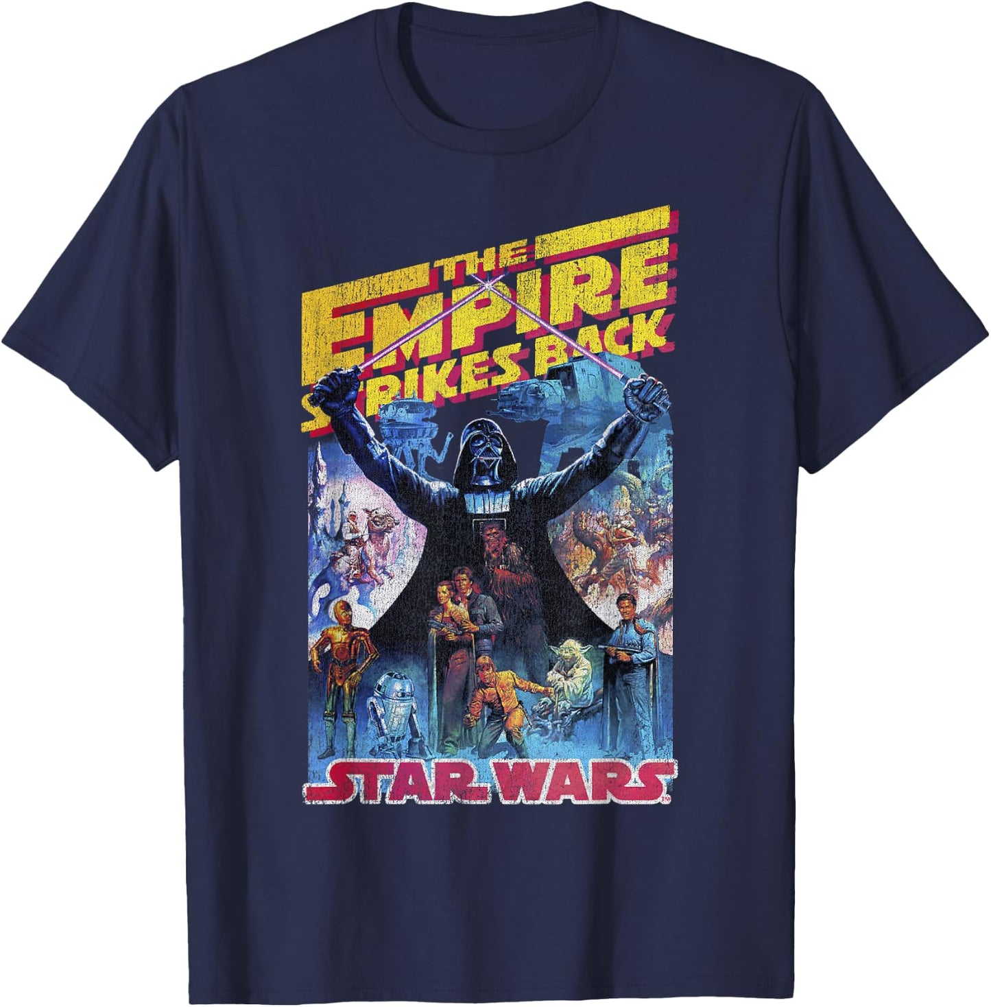 Star Wars Empire Strikes Back Retro Poster T-Shirt - T-Shirt | Navy