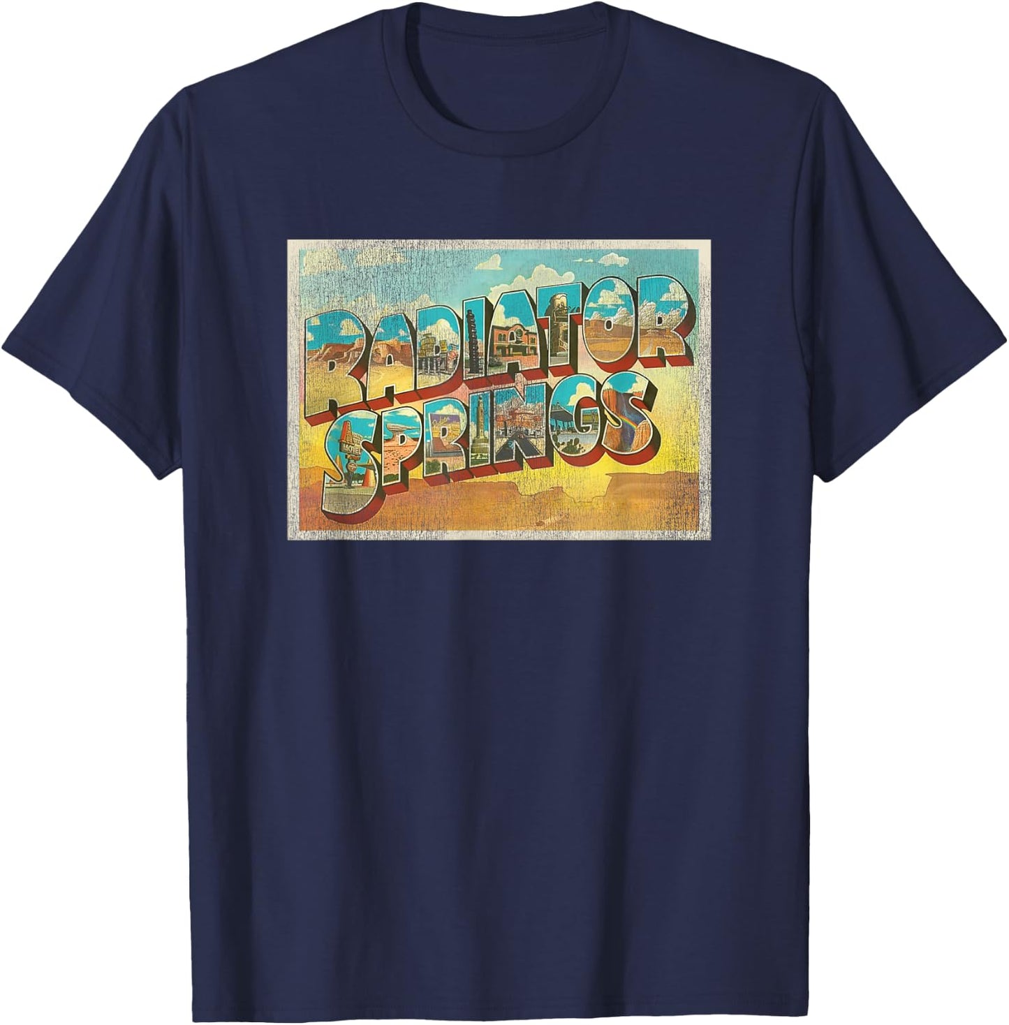 Disney Pixar Cars Radiator Springs Postcard T-Shirt - T-Shirt | Navy