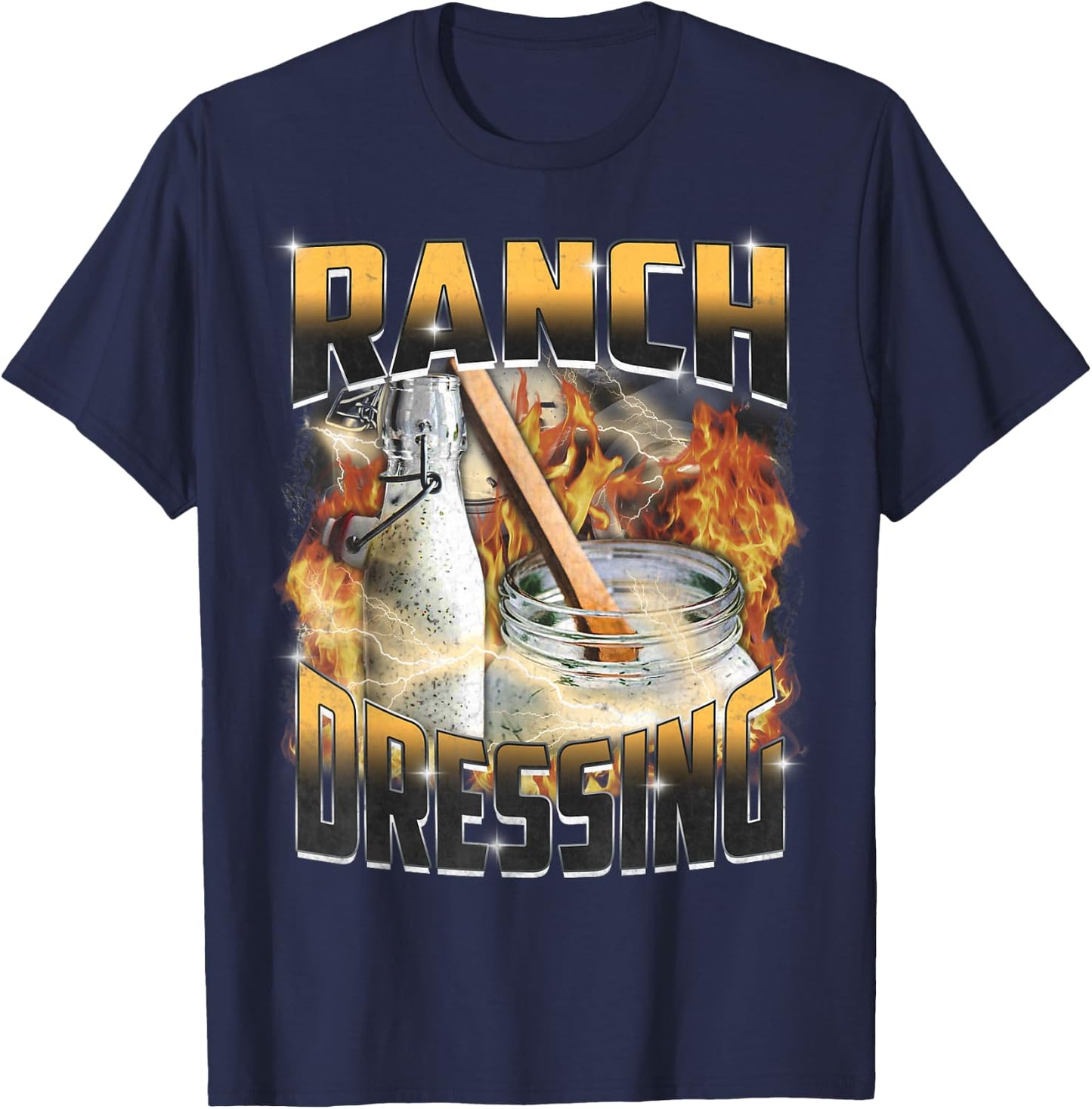 Funny Ranch Dressing Lover Bootleg Rap Aesthetic Vintage 90s T-Shirt - T-Shirt | Navy