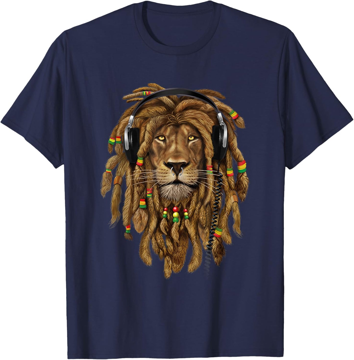 Lion Of Judah, Judah Lion, Lion Dreadlocks, Rasta Lion Shirt T-Shirt - T-Shirt | Navy