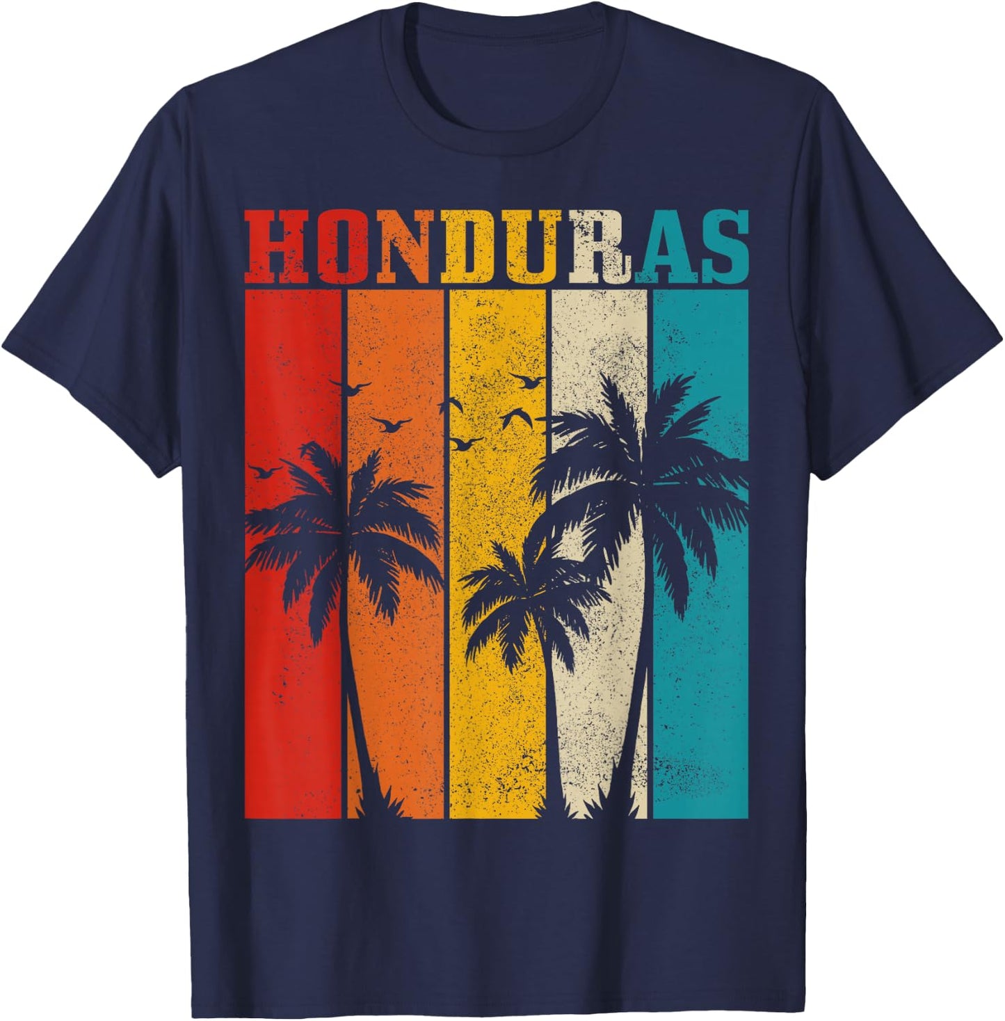 Honduras Vintage Palm Trees Surfer Souvenir T-Shirt - T-Shirt | Navy