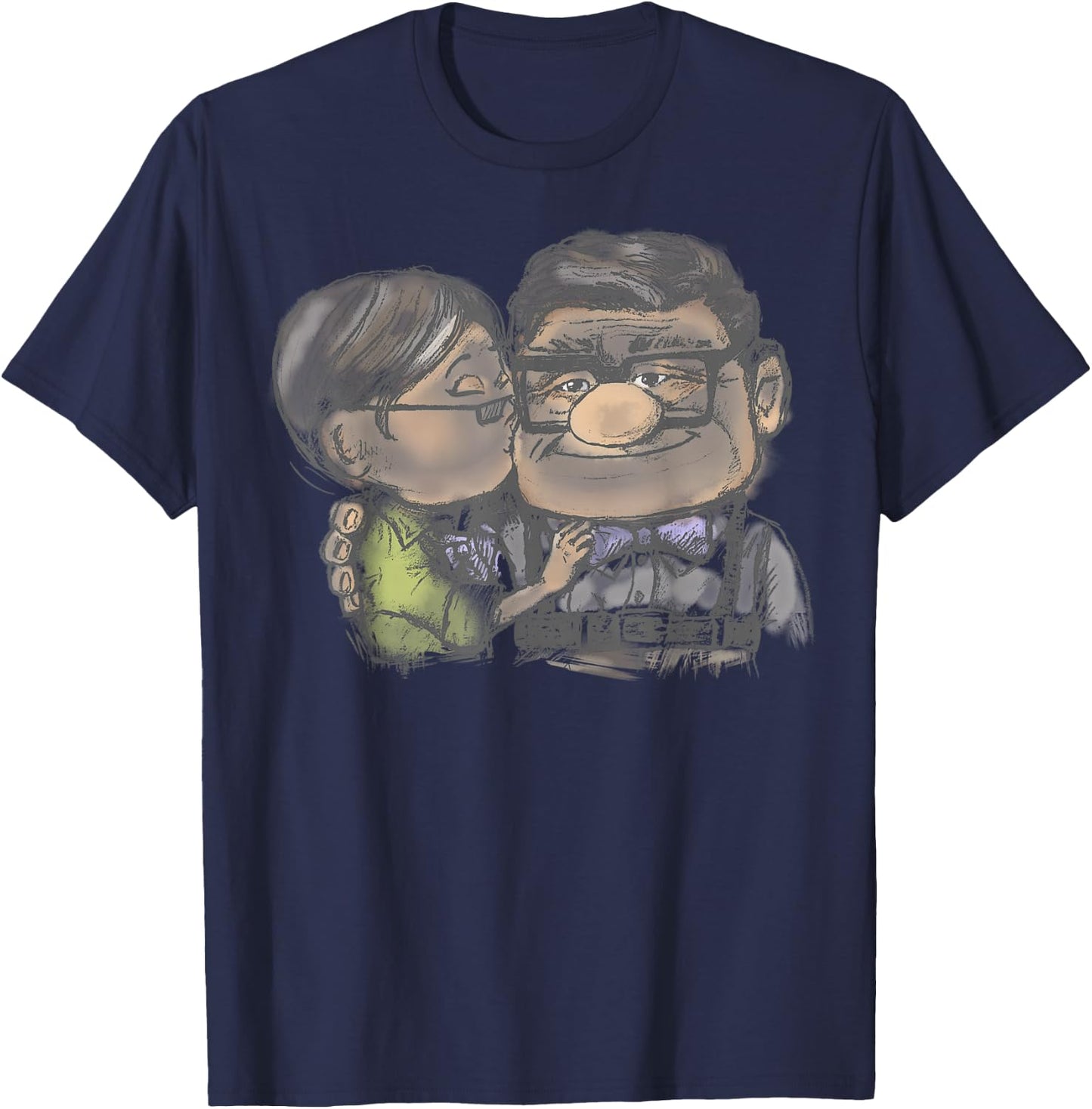 Disney Pixar Up Carl & Ellie Colored Sketch T-Shirt - T-Shirt | Navy