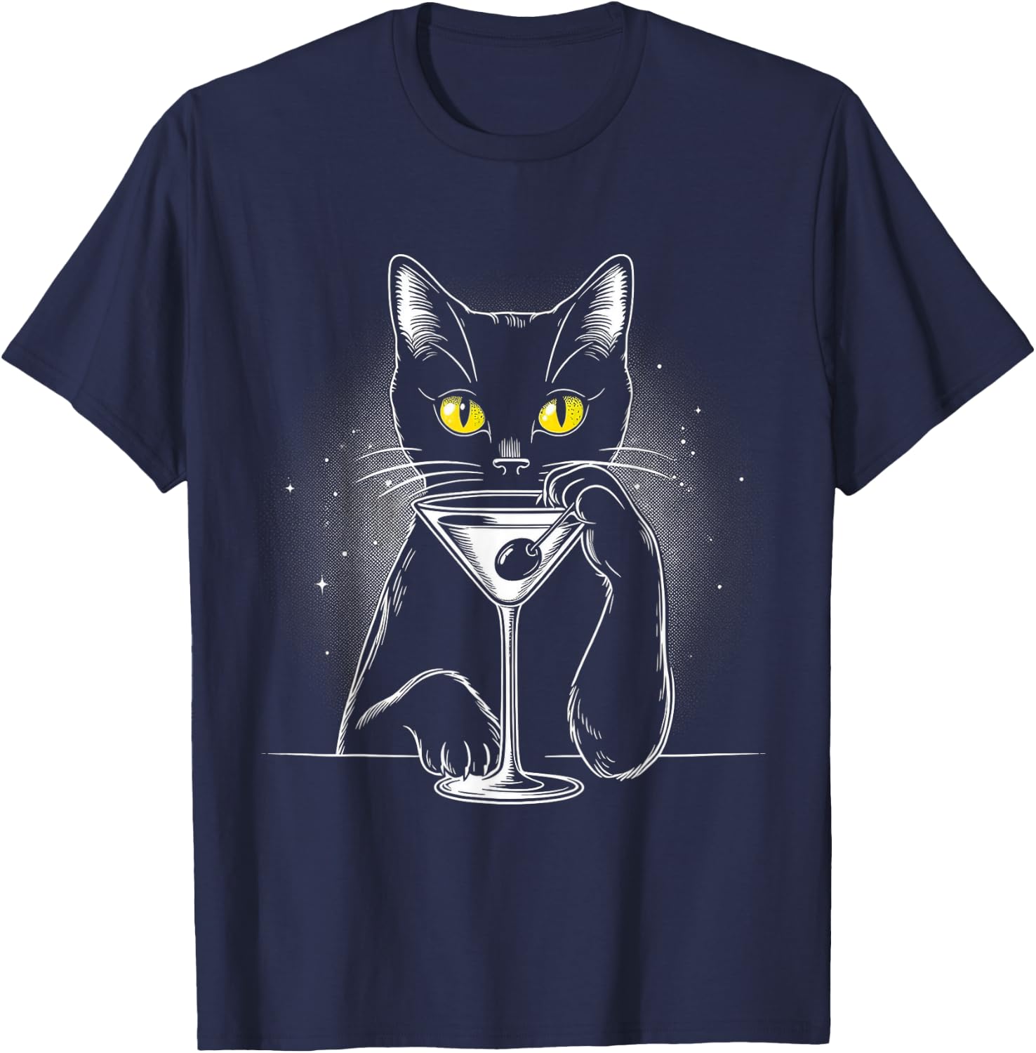 Black Cat Martini - Perfect for Cats and Drink Lovers T-Shirt - T-Shirt | Navy