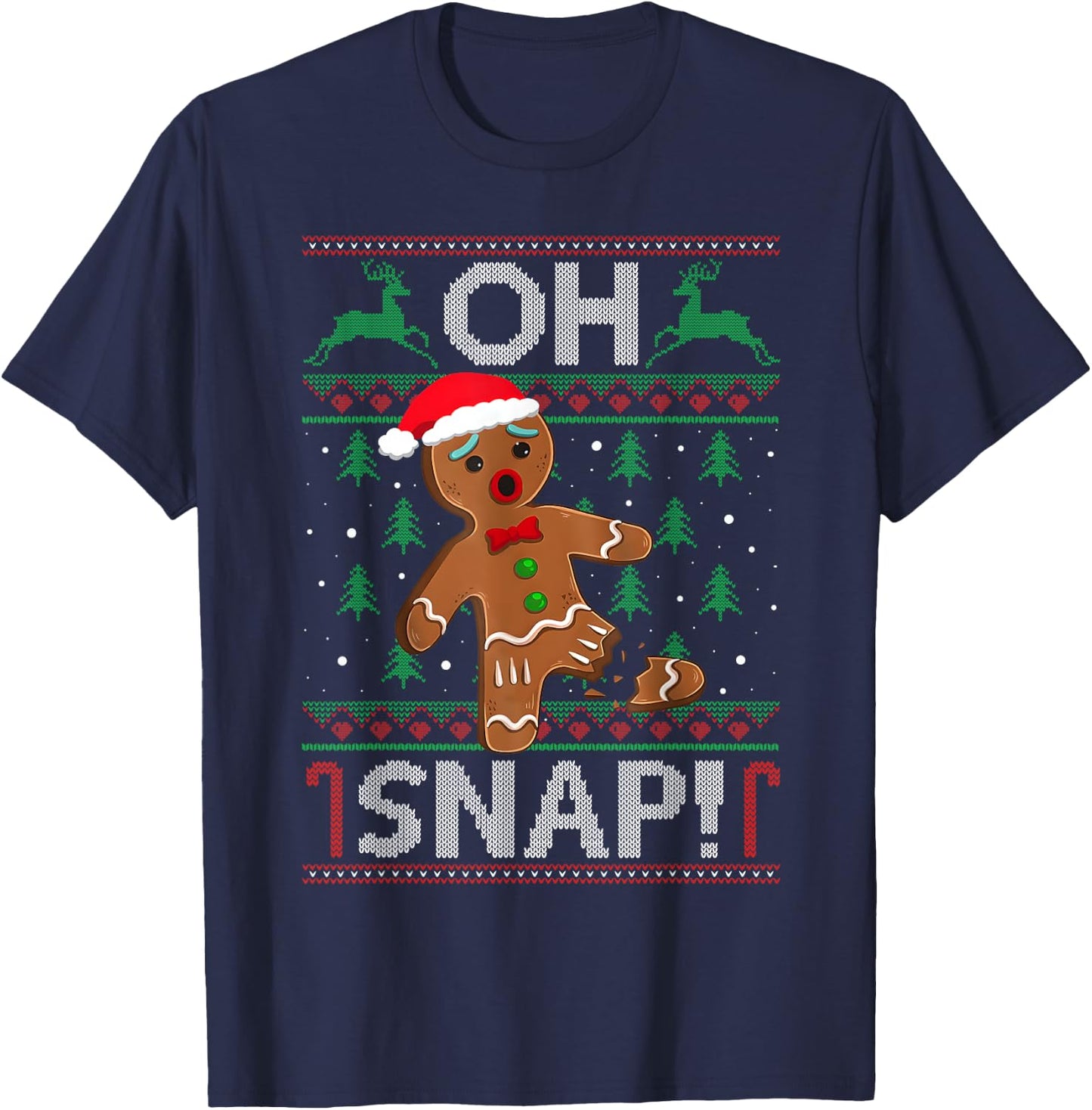Oh Snap Gingerbread Man Christmas Funny Cookie Baking Xmas T-Shirt - T-Shirt | Navy