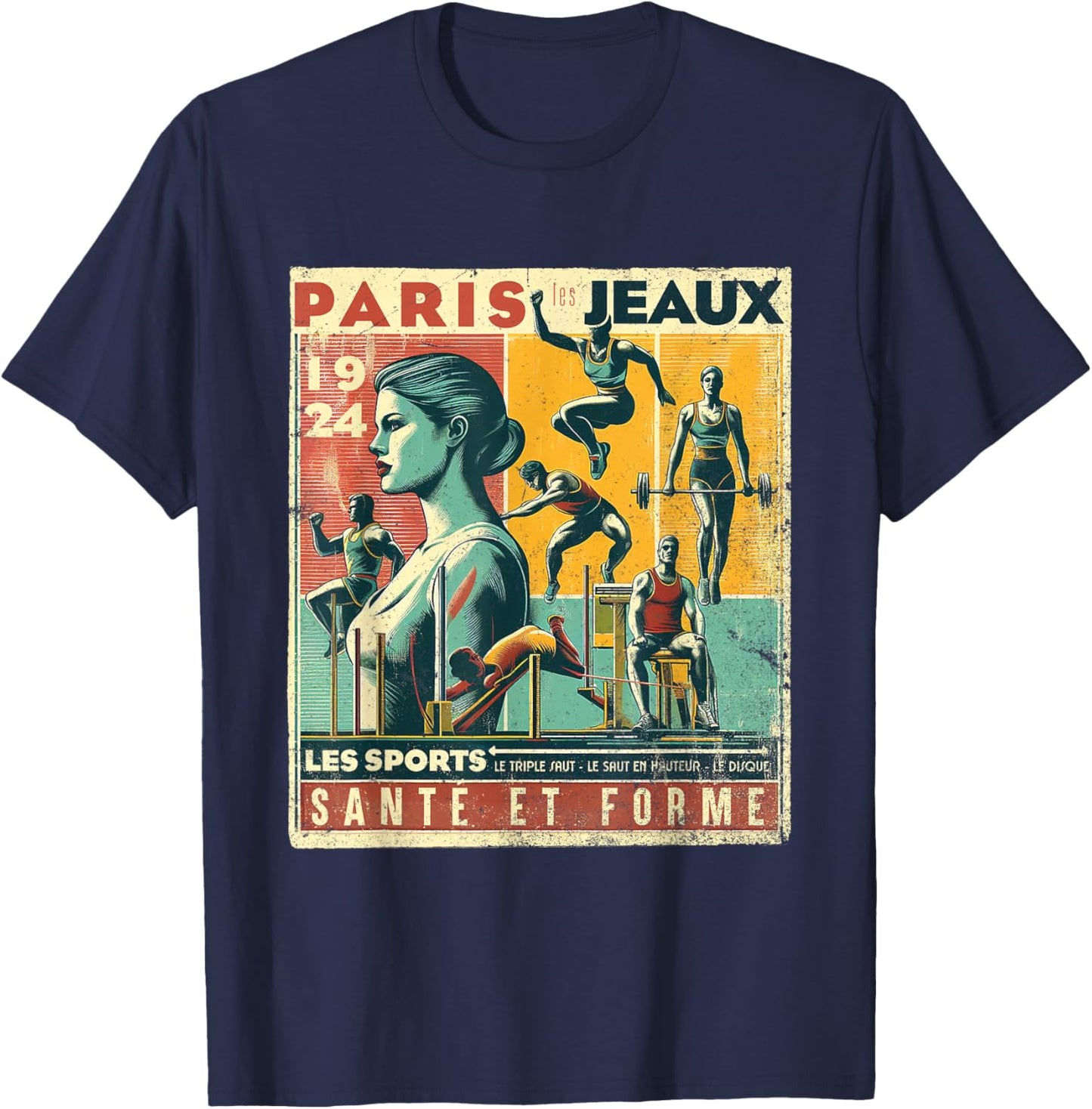 Paris Vintage The Games 1924 Health And Fitness T-Shirt - T-Shirt | Navy