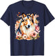 Rough Collie Dog Mama Mom Mum Doggy Mommy Watercolor Flower T-Shirt - T-Shirt | Navy