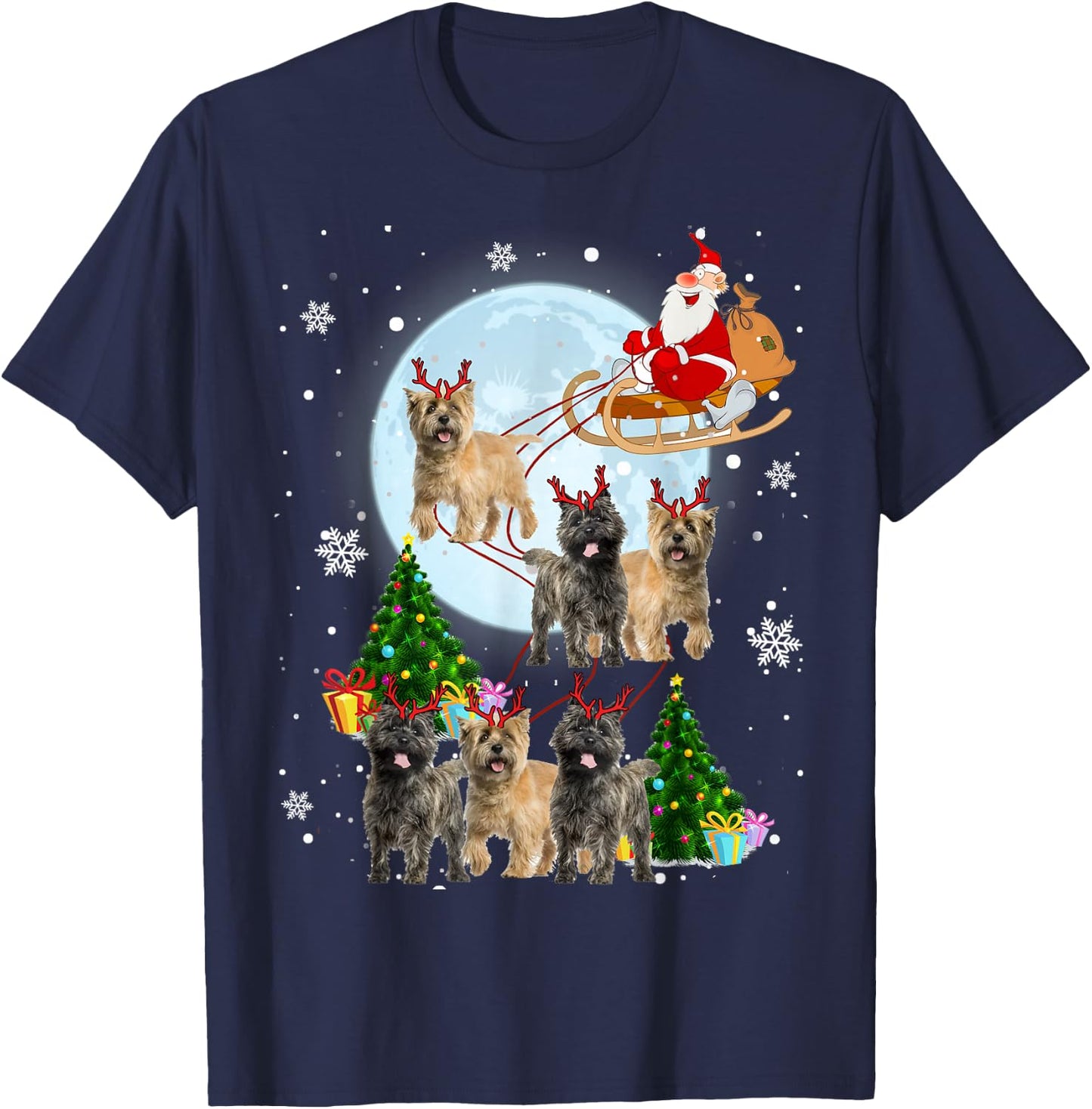 Cairn Terrier Reindeer Christmas Cairn Terrier Lover Gifts T-Shirt - T-Shirt | Navy