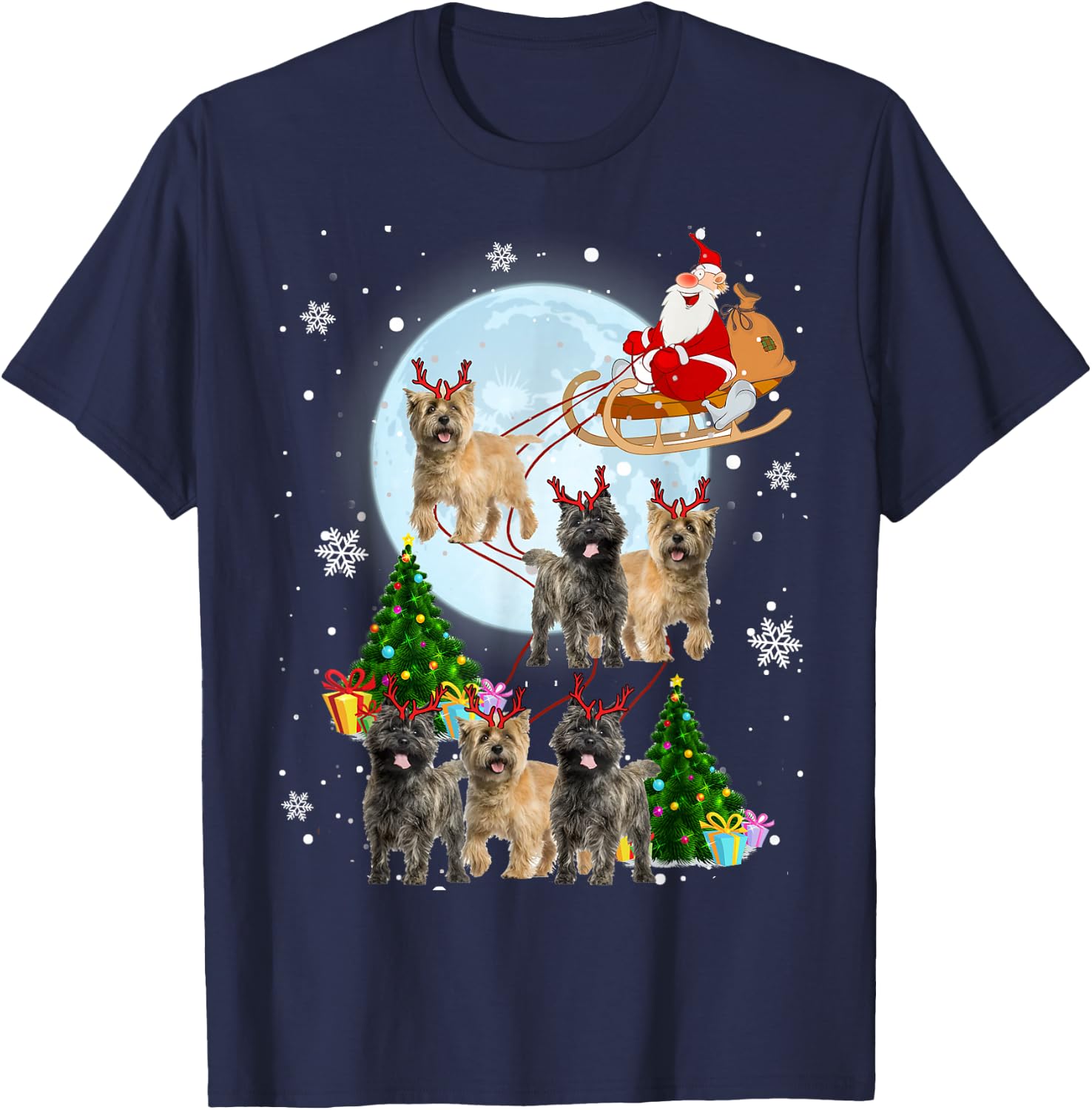 Cairn Terrier Reindeer Christmas Cairn Terrier Lover Gifts T-Shirt - T-Shirt | Navy
