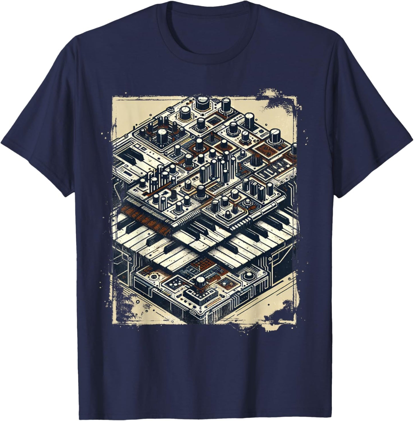 Cool Synthesizer 80s Vintage T-Shirt - T-Shirt | Navy