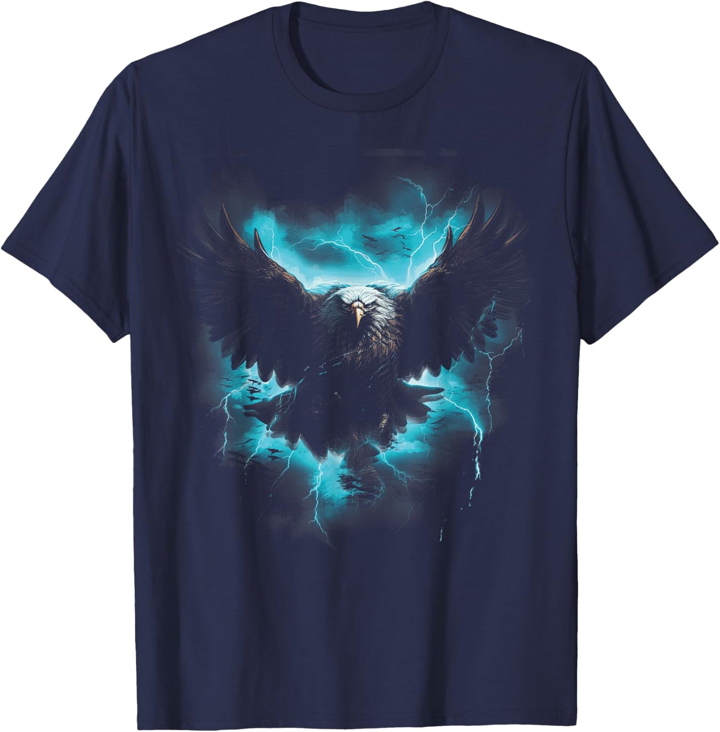Bald eagle Bird Nature Usa Lightning T-Shirt - T-Shirt | Navy