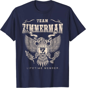 Team Zimmerman Family Name Lifetime Member T-Shirt - T-Shirt | Navy