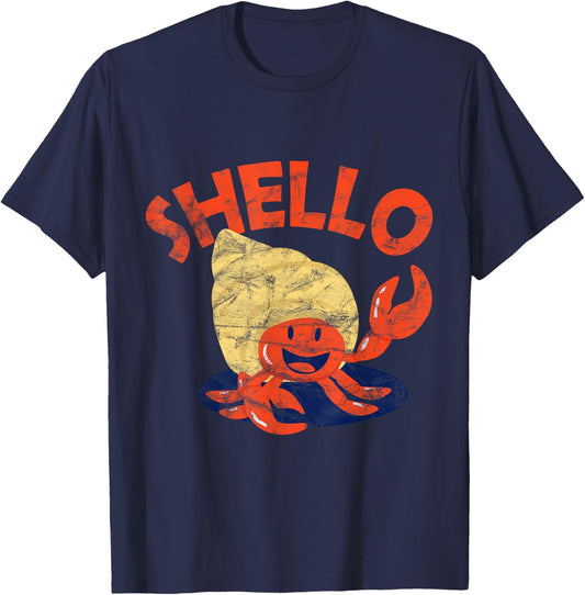 Shello Funny Vintage Hermit Crab Chilling Gift T-Shirt - T-Shirt | Navy