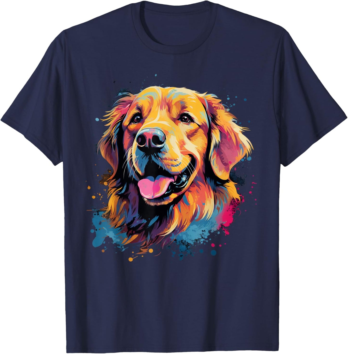 Colorful Golden Retriever Dog T-Shirt - T-Shirt | Navy