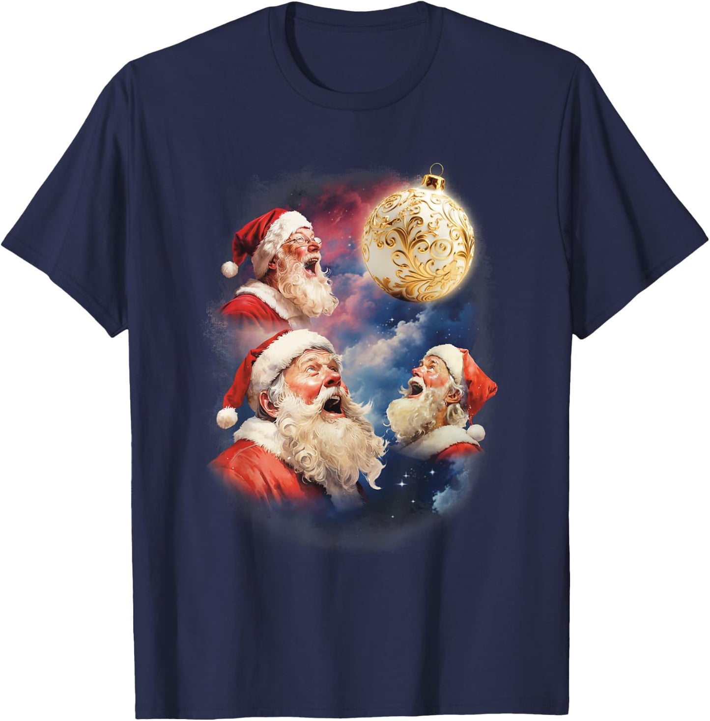 Weird Christmas Santas Howling At Moon Meme Weird Festive T-Shirt - T-Shirt | Navy