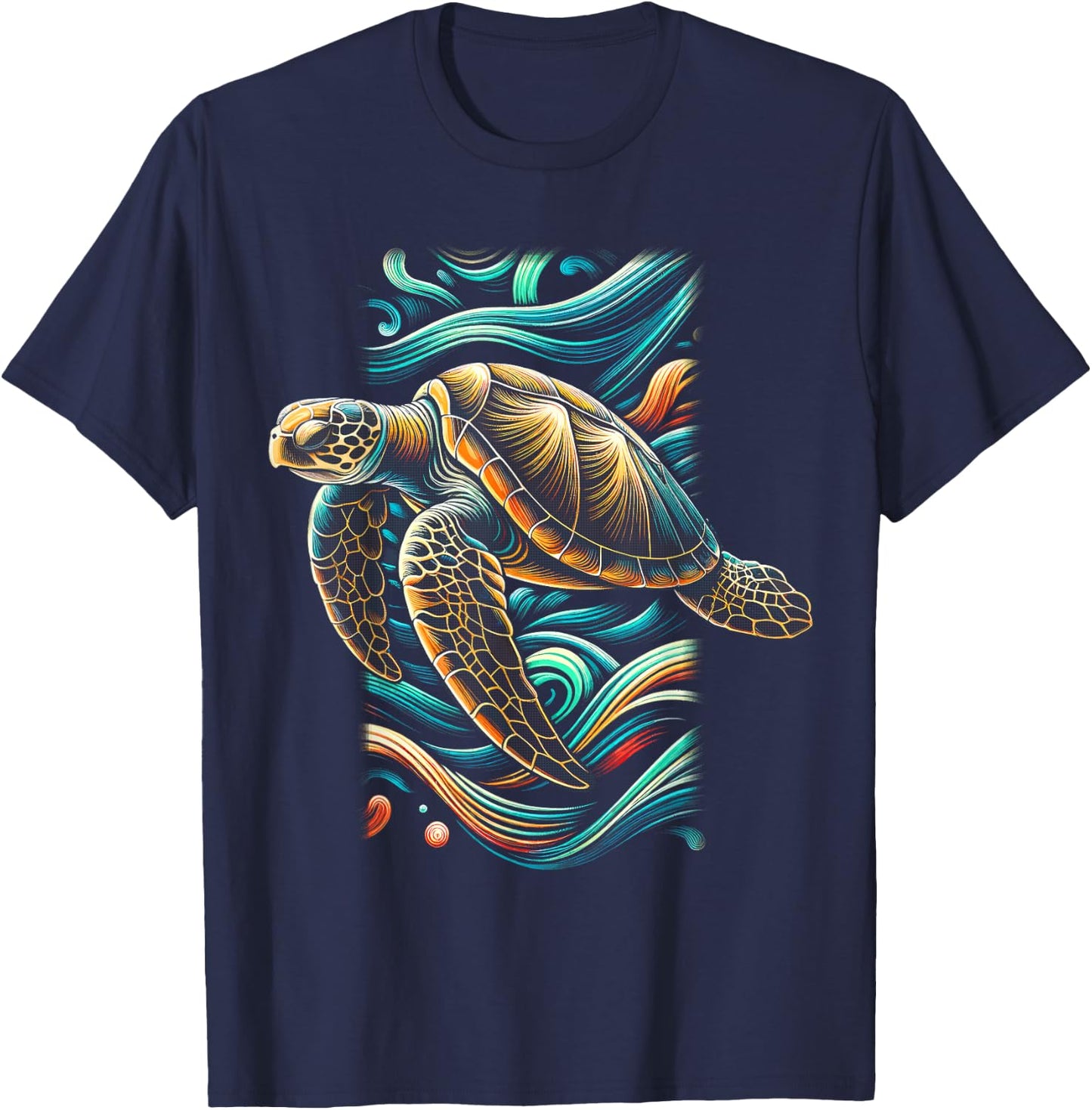 Sea Turtle Beach Lover Ocean Animal Graphic Novelty T-Shirt - T-Shirt | Navy