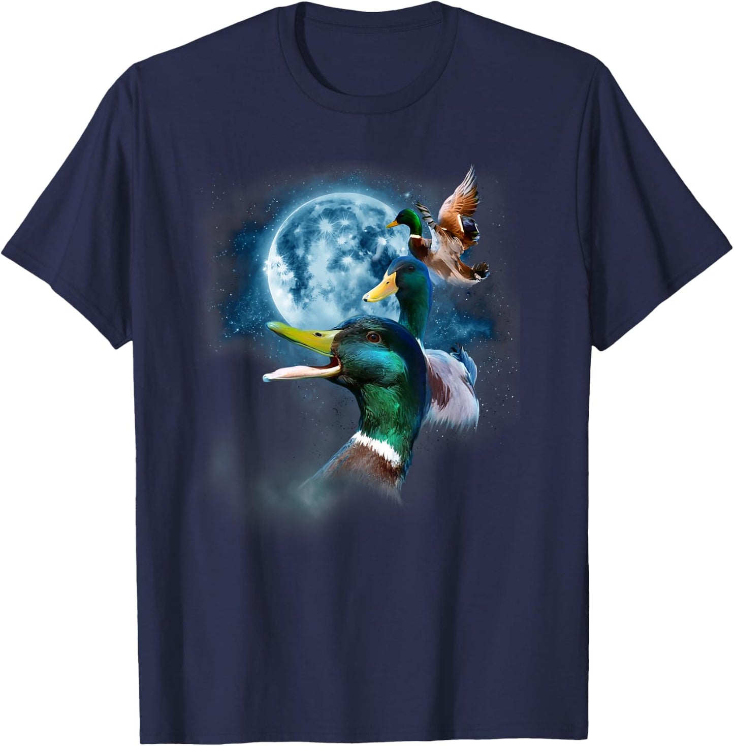 Funny Mallard Duck Shirt - Howling at The Moon Duck T-Shirt - T-Shirt | Navy