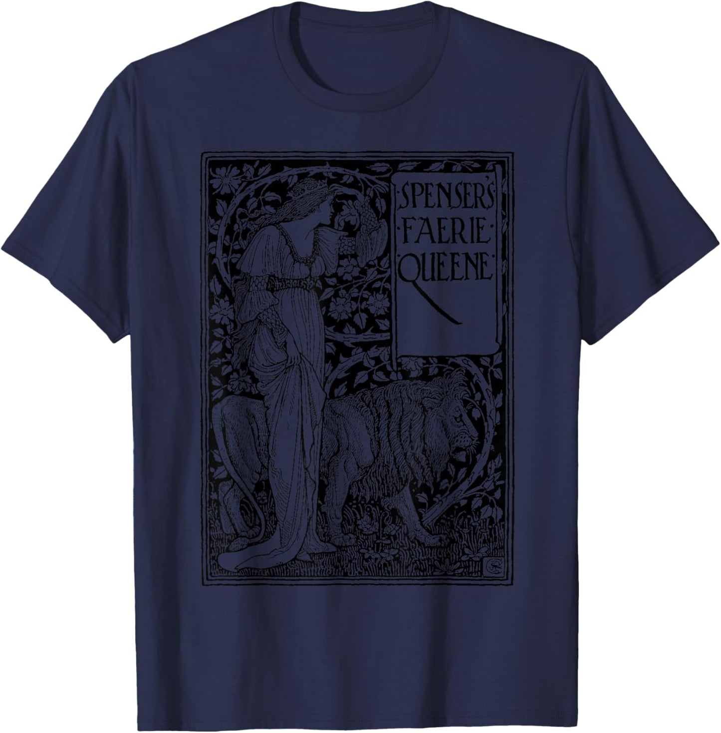 The Faerie Queene, Design by Walter Crane, 1915, Art Nouveau T-Shirt - T-Shirt | Navy
