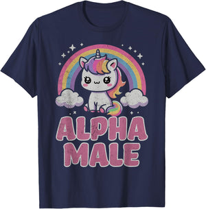 Ironic Cute Alpha Male Unicorn Funny Sarcastic Humor Men T-Shirt - T-Shirt | Navy