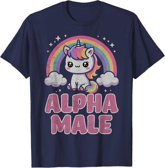 Ironic Cute Alpha Male Unicorn Funny Sarcastic Humor Men T-Shirt - T-Shirt | Navy