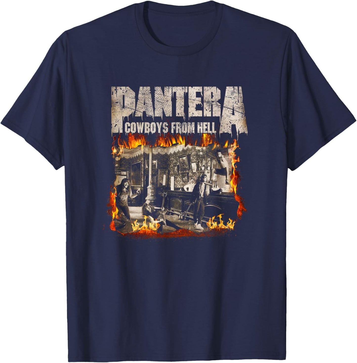 Pantera Official Vintage Flames T-Shirt - T-Shirt | Navy