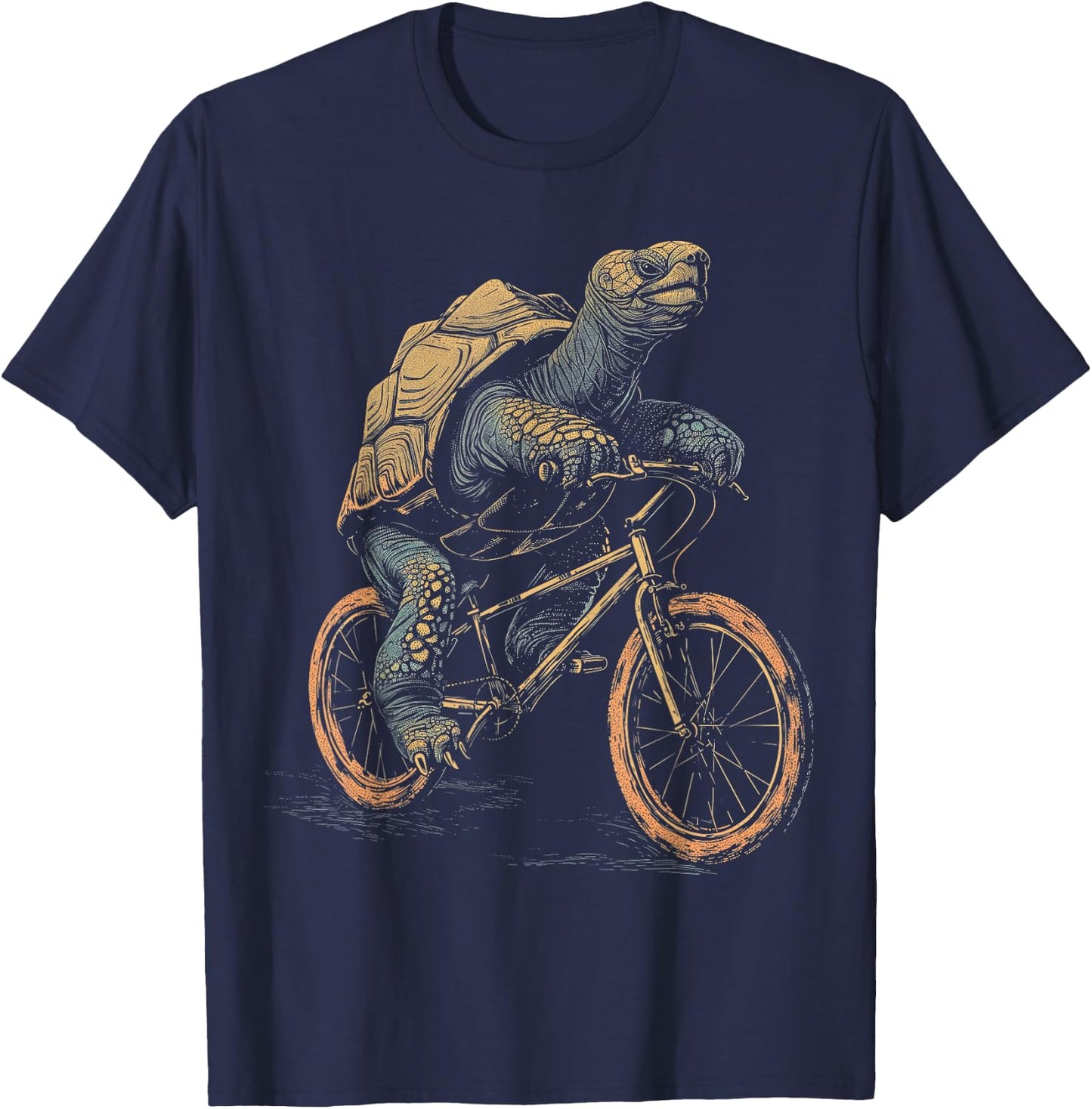 Cycling Aldabra Giant Tortoise Riding MTB Bike TEEMONGOUS T-Shirt - T-Shirt | Navy