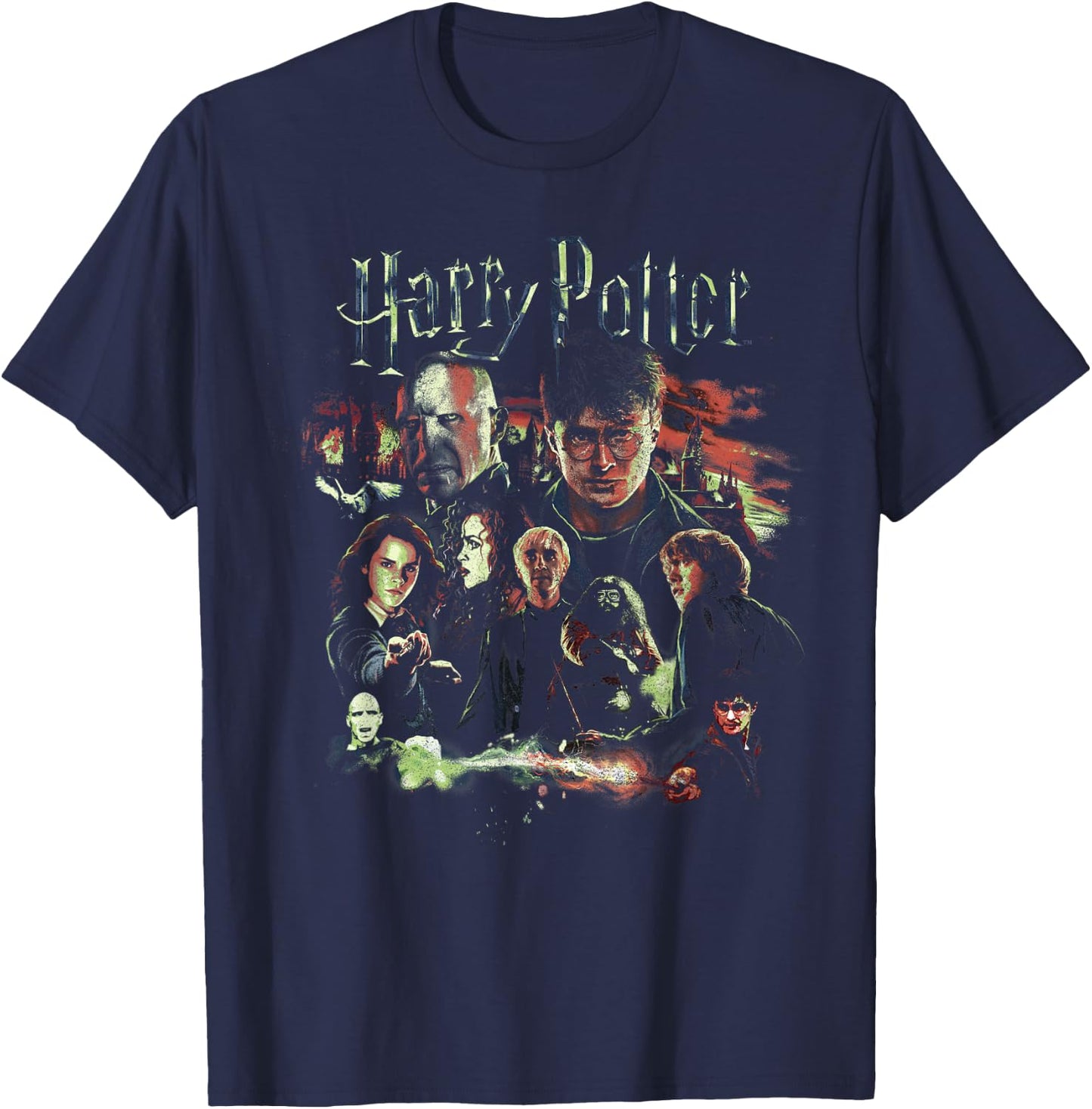 Harry Potter Deathly Hallows Group Shot Portrait T-Shirt - T-Shirt | Navy