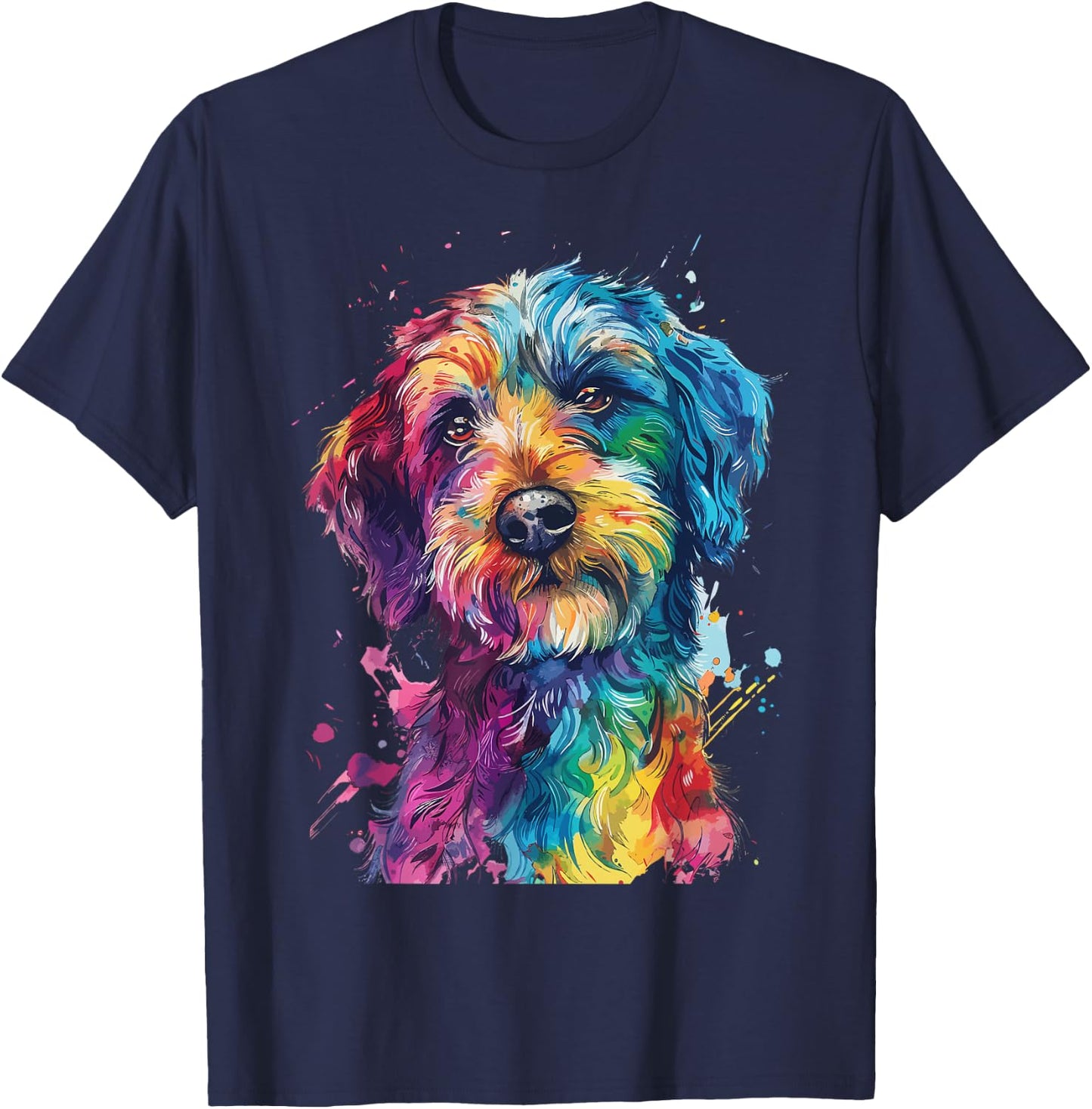 Labradoodle Lovers Pop Art Colorful Labradoodle Dog T-Shirt - T-Shirt | Navy