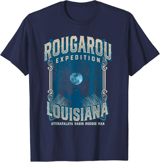 Rougarou Expedition Louisiana Swamp Monster Werewolf Legend T-Shirt - T-Shirt | Navy