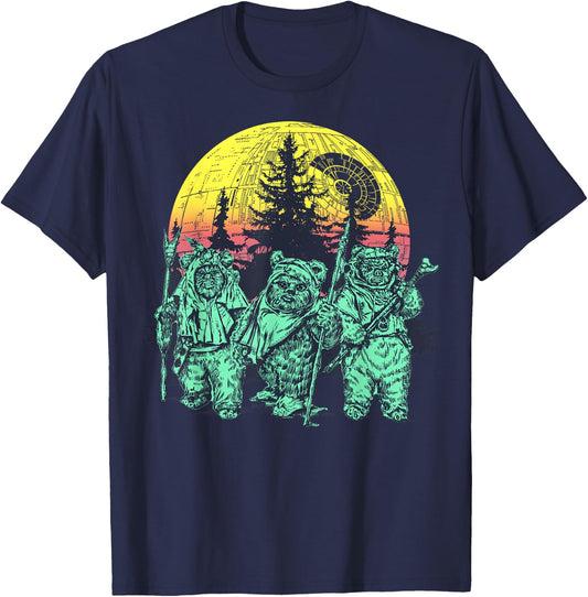 Star Wars Endor Ewok Forest Sunset T-Shirt - T-Shirt | Navy