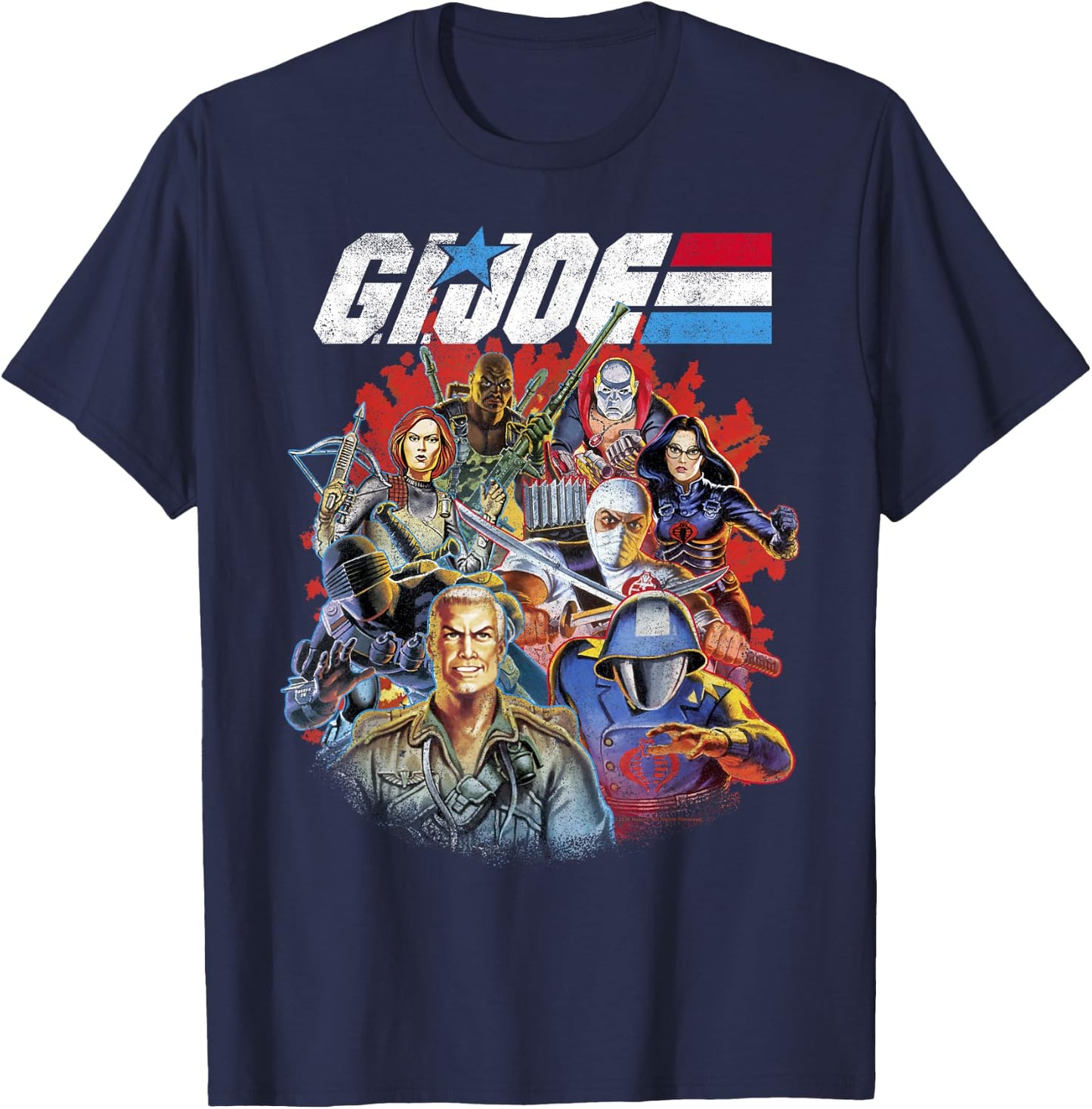 G.I. Joe Retro Group Shot American Hero Fade Logo Small T-Shirt - T-Shirt | Navy