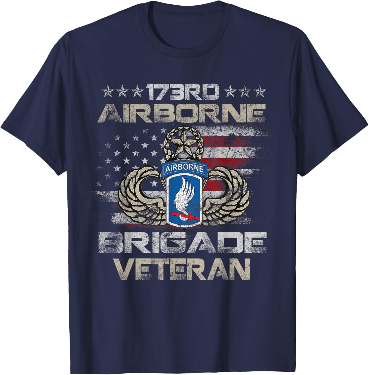 173rd Airborne Brigade Veteran Flag US Airborne Paratrooper T-Shirt - T-Shirt | Navy