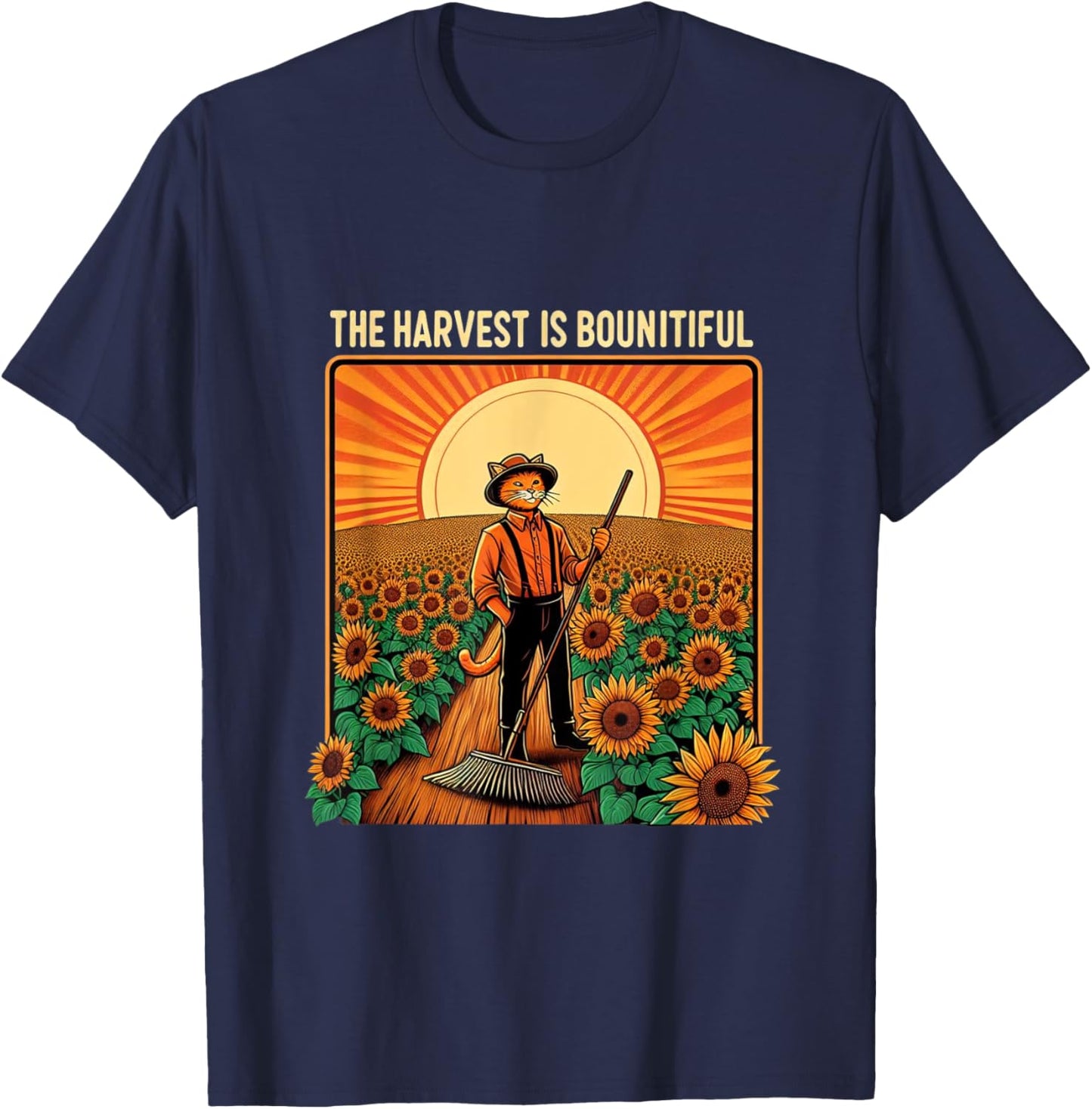 The harvest is bountiful funny farmer cat Women T-Shirt - T-Shirt | Navy