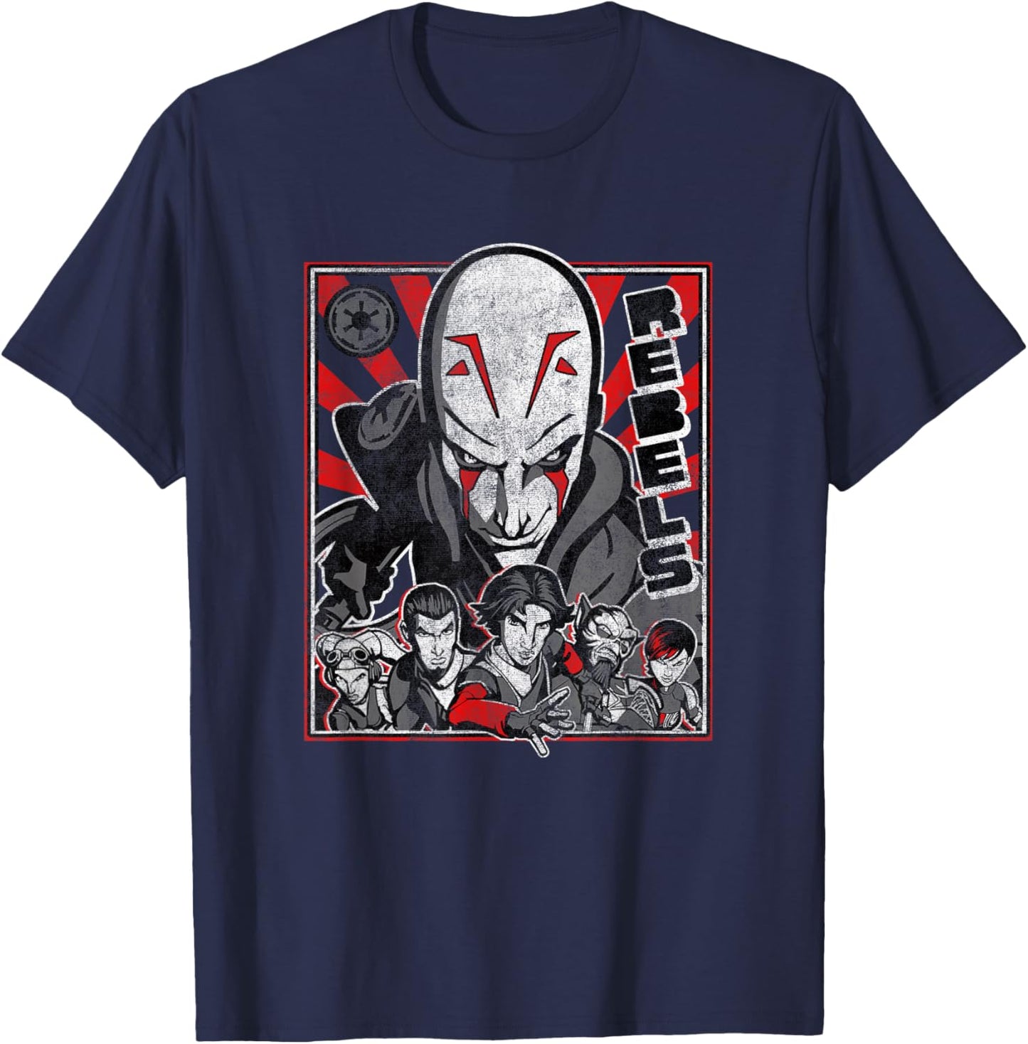Star Wars Rebels Grand Inquisitor Over Rebels Team Poster T-Shirt - T-Shirt | Navy