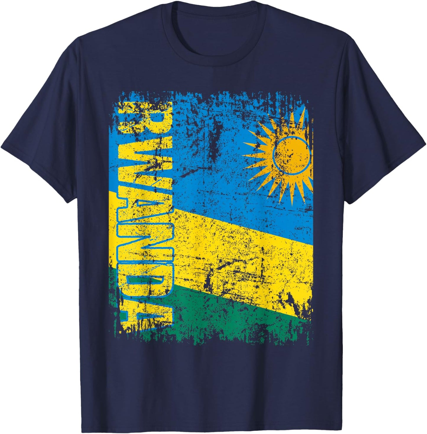 RWANDA Flag Vintage Distressed RWANDA T-Shirt - T-Shirt | Navy