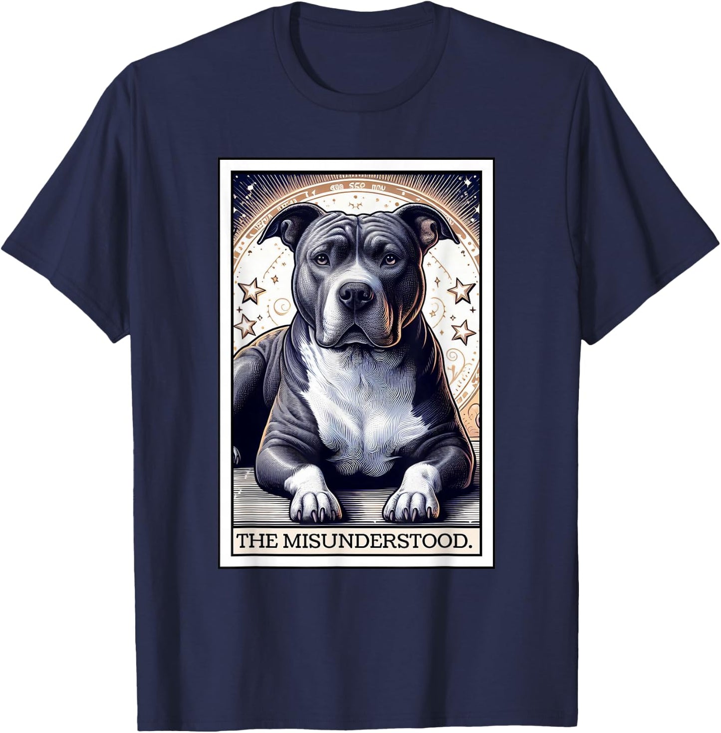 Pitbull Tarot Card Women Men Pitbull Lover Pittie Dog Mom T-Shirt - T-Shirt | Navy